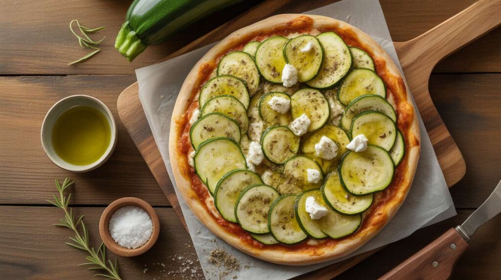 Pizza aux courgettes et chèvre frais : recette savoureuse