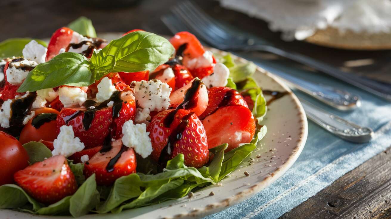 Salade Fraises Tomates Cerises au Fromage : recette Fraîcheur