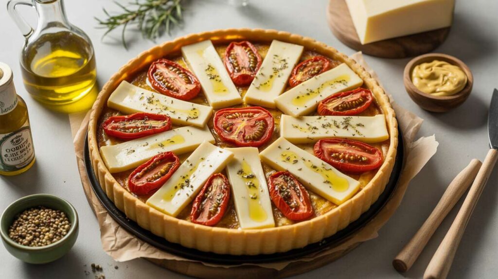 Tarte aux tomates, moutarde et fromage à raclette : recette savoureuse