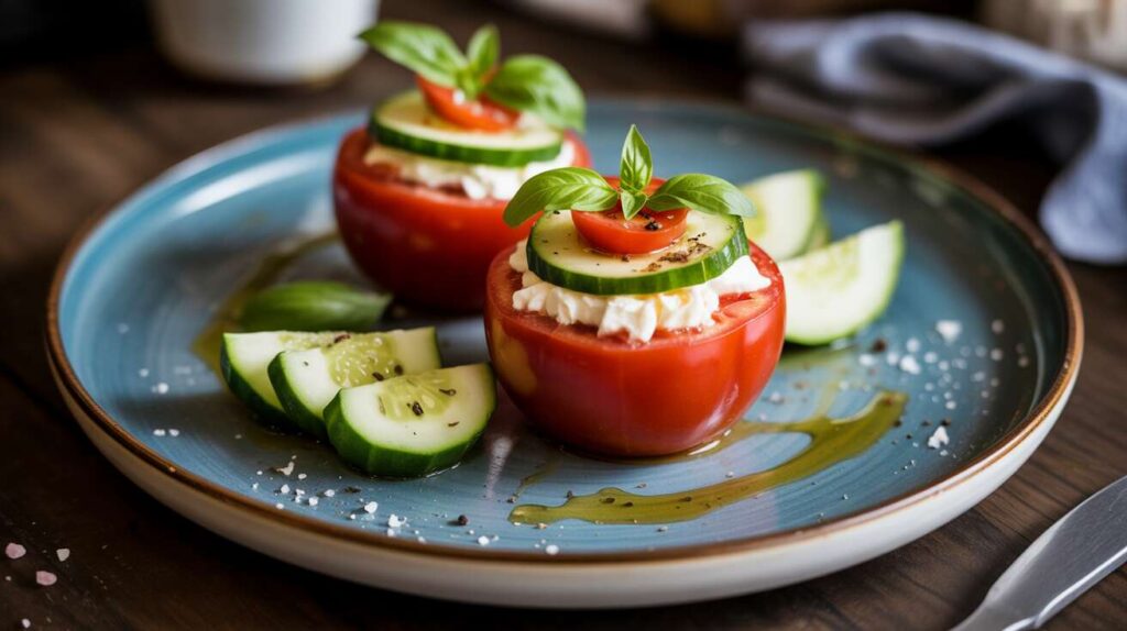 Tomates farcies au concombre et fromage frais : une recette savoureuse