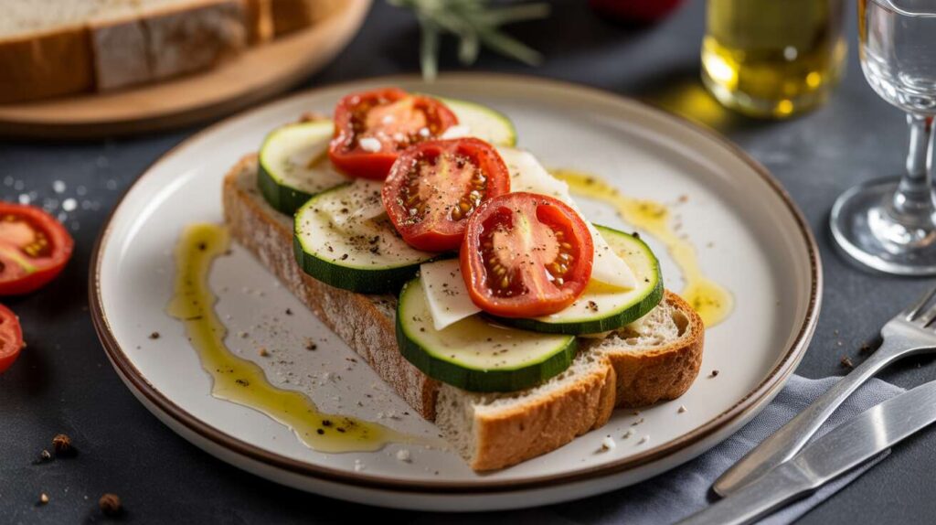 Recette de toast tomate, courgette et fromage