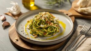 Tagliatelles de courgettes, pignons et fromage de brebis : la recette savoureuse