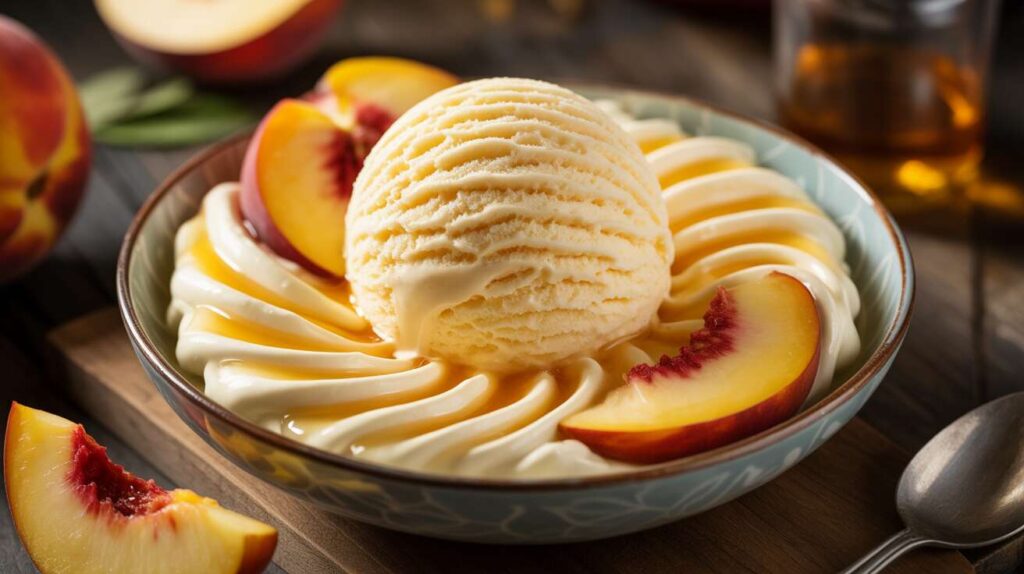 Crème glacée légère aux pêches et fromage frais