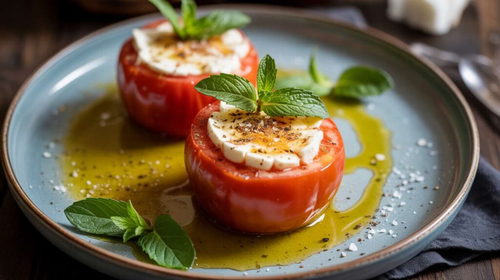 Tomates farcies légères au fromage frais et menthe