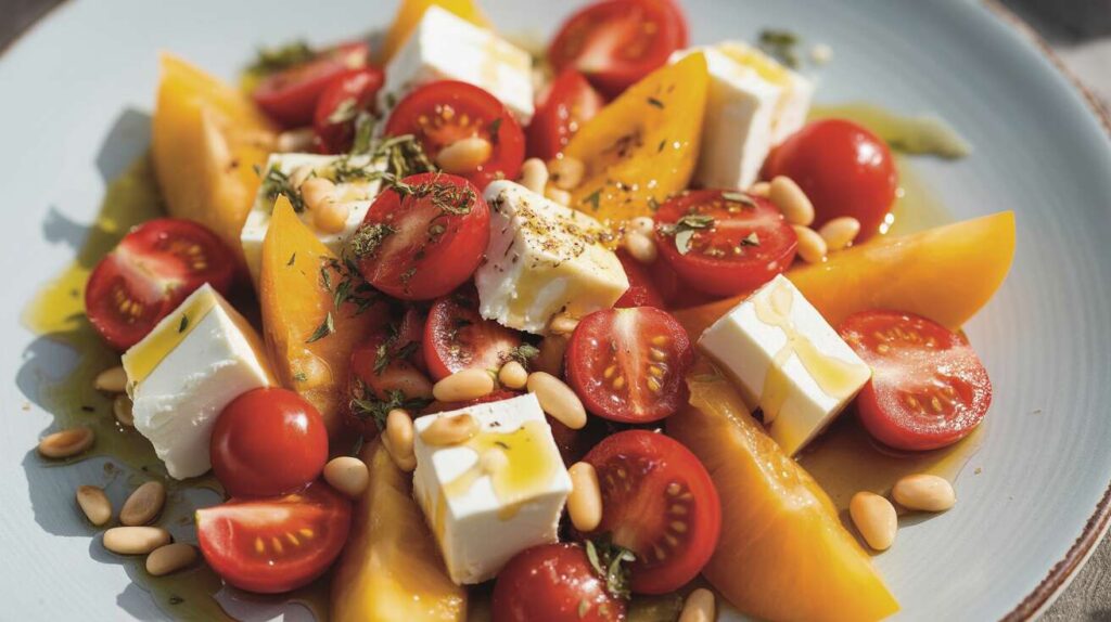 Salade de fruits et tomates cerise au fromage : recette gourmande