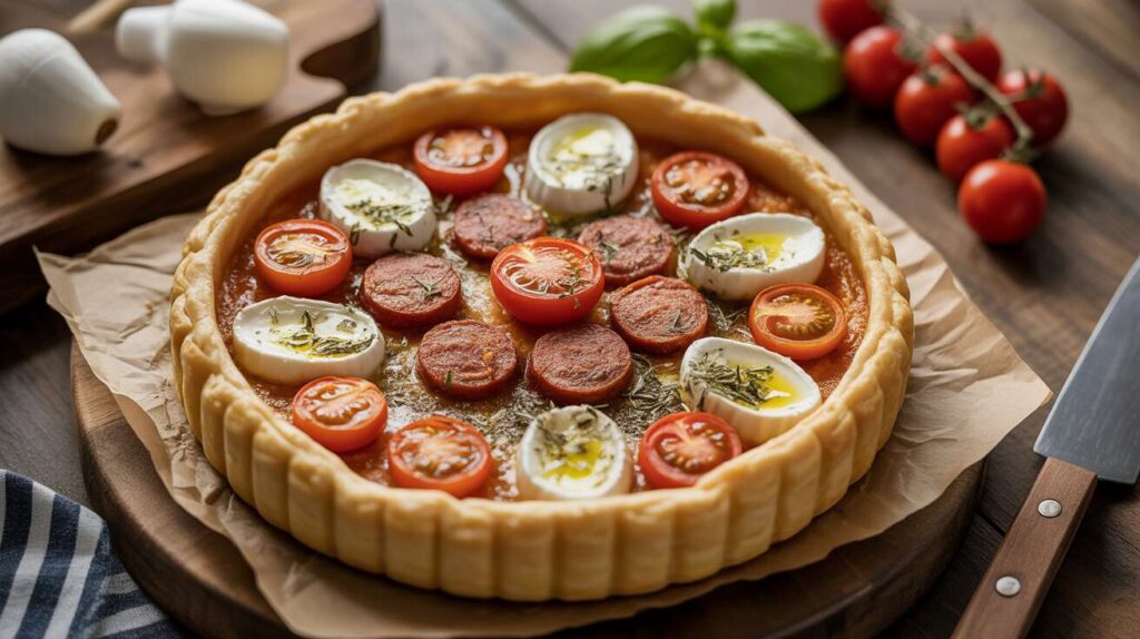 Tarte tomates cerise, chorizo et mozzarella : une entrée estivale légère
