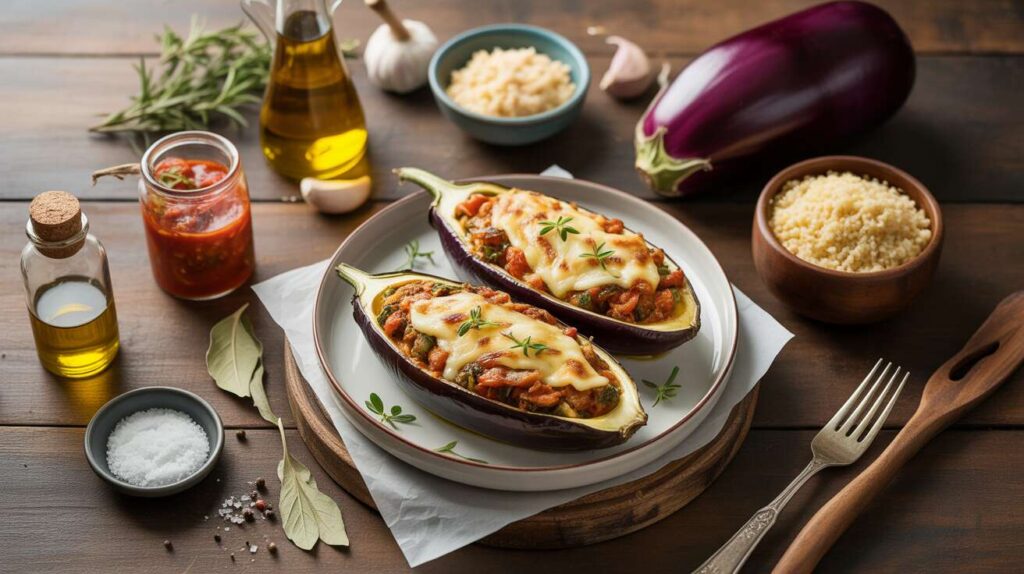 Aubergines farcies gratinées au fromage : recette savoureuse