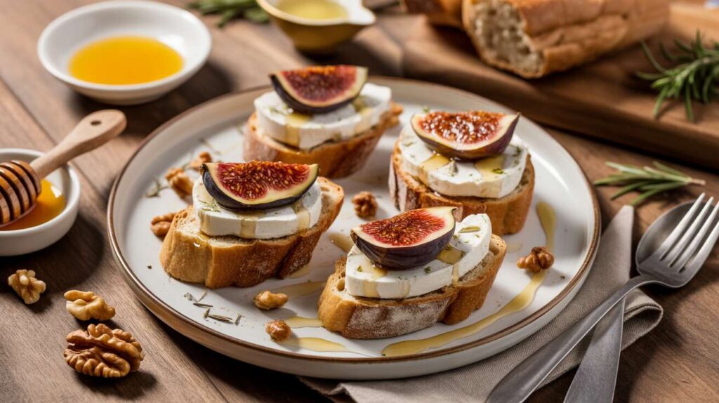 Bruschetta aux figues et fromage de chèvre : recette apéritive délicieuse