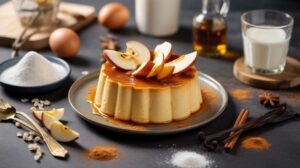 Flan gourmand léger aux pommes, rhum et cannelle