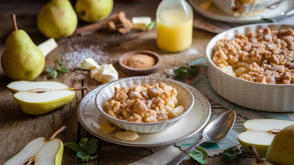 Crumble léger aux poires et boudoirs