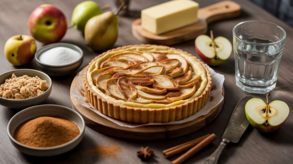 Tarte rustique légère : pommes, poire et cannelle