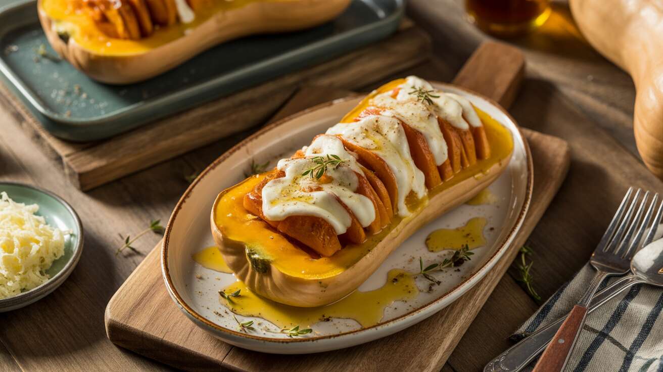 Courge Butternut Hasselback au Fromage : recette Délicieuse