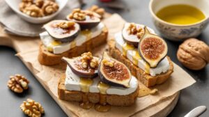 Recette de toasts au fromage, figues et pain d'épices