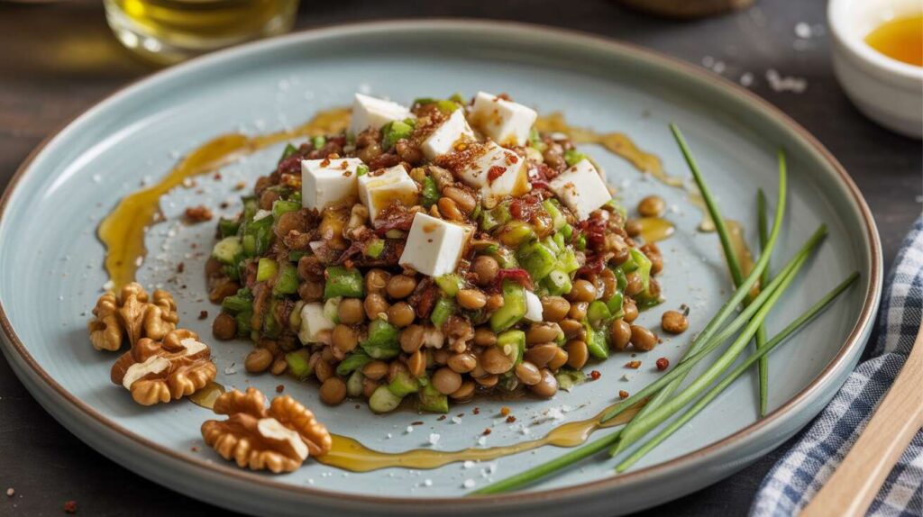Salade d'automne : lentilles à la Feta, recette savoureuse