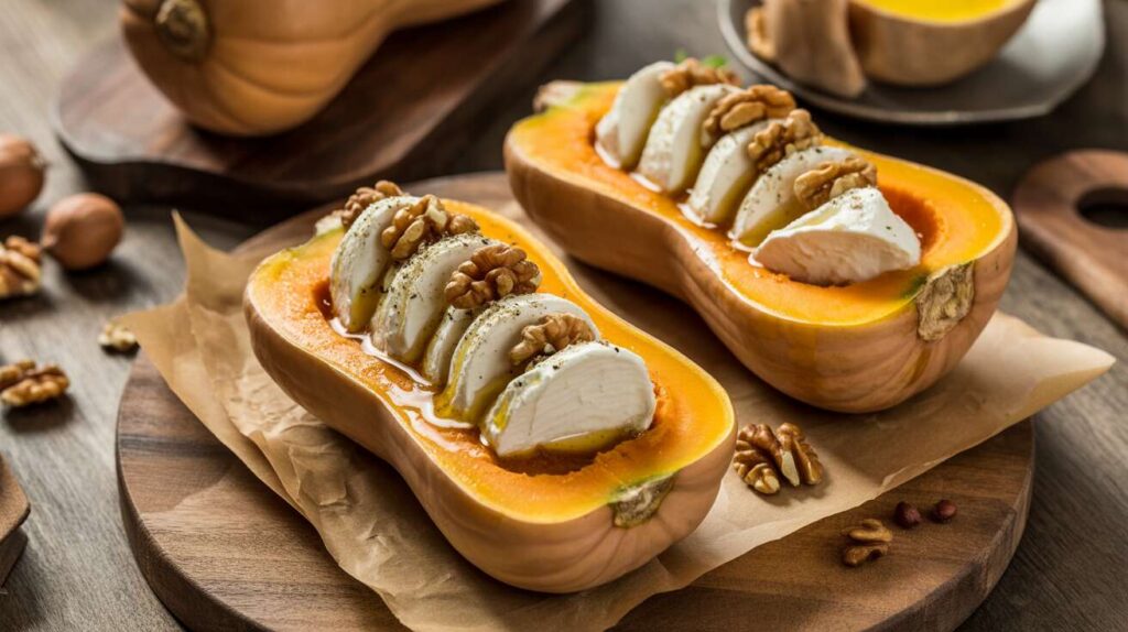 Courge butternut farcie au chèvre : recette savoureuse et originale