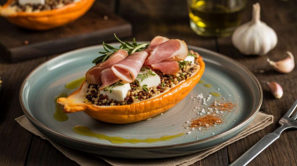 Potimarron farci au quinoa, roquefort et jambon de Parme : une recette gourmande
