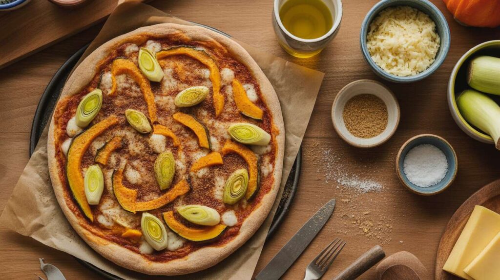 Pizza Potimarron, poireaux et Fromage