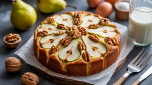 Gâteau léger aux poires et noix : recette micro-ondes rapide