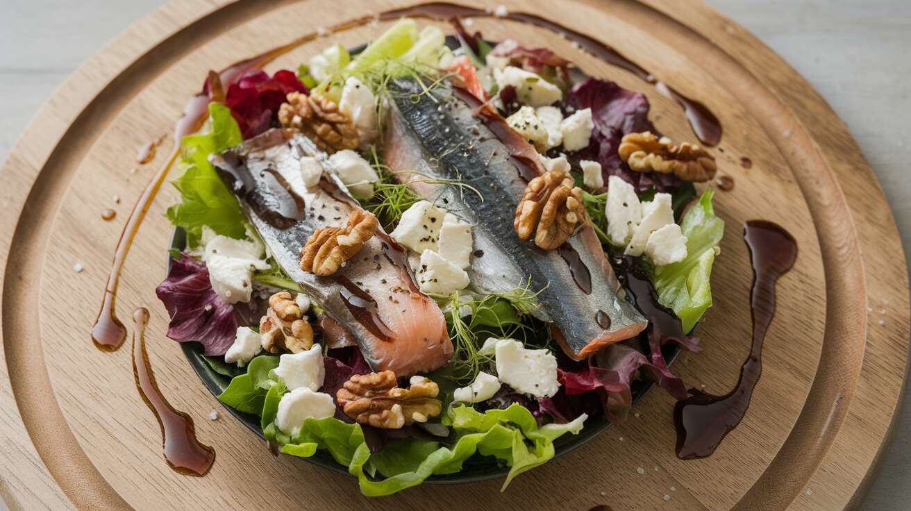Recette : salade d&rsquo;automne au maquereau fumé et fromage frais