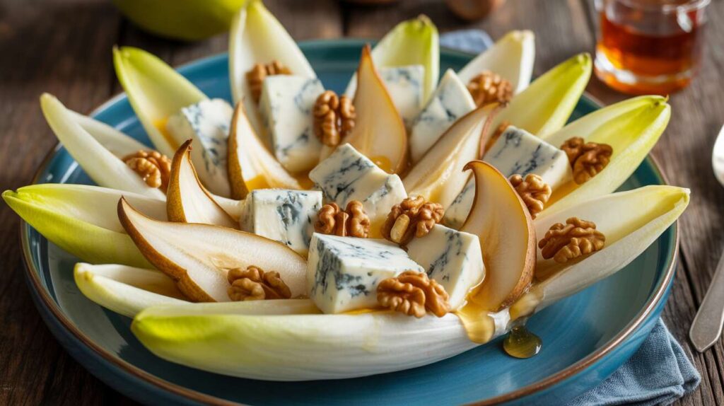 Recette : barquette d'endives au fromage bleu et poires