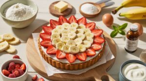 Tarte légère aux bananes et fraises par Mélanie : recette gourmande