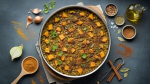 Casserole légère de lentilles, potiron et épices : recette gourmande et saine