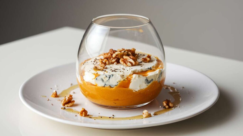 Verrine de potiron et crème au bleu : recette gourmande
