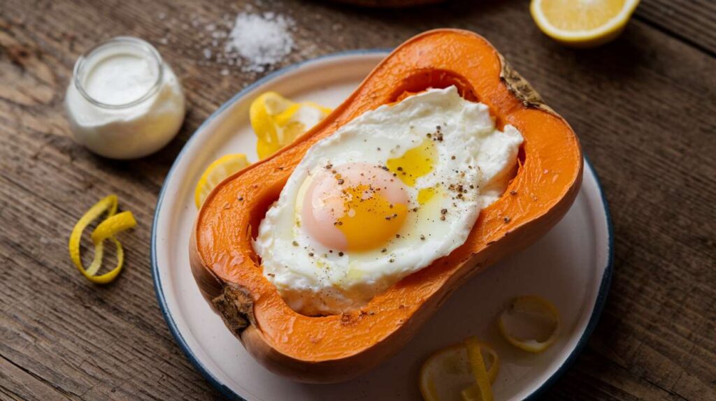 Recette d&rsquo;œuf cocotte au butternut et fromage frais