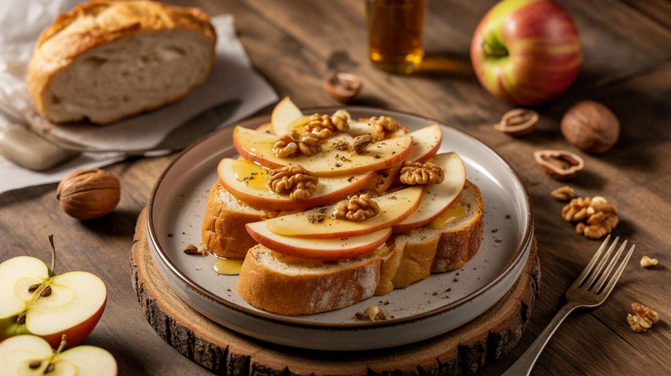 Tartines de Maroilles, pommes et Noix : recette Gourmande