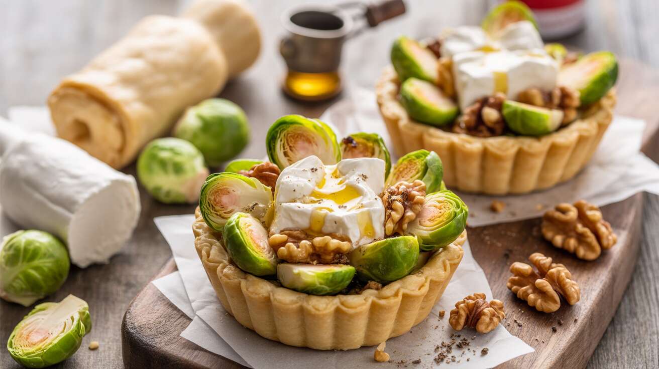 Tartelettes au chèvre frais et choux de Bruxelles : recette gourmande