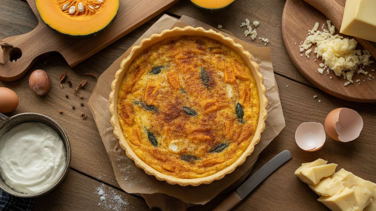 Recette de quiche légère au potimarron et Comté