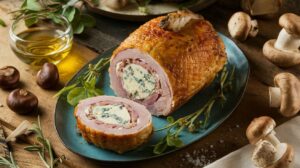 Ballotine de pintade au bleu, champignons et marrons : recette gourmande