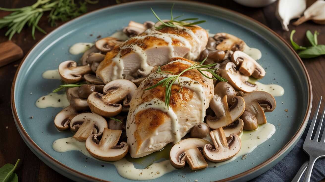 Poulet crémeux à l'estragon et champignons : délice léger