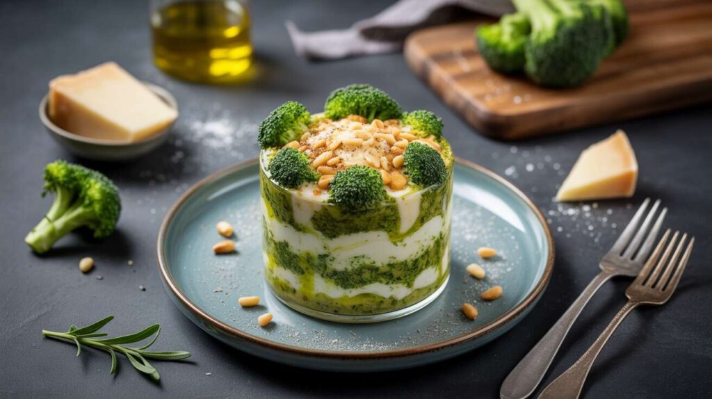 Verrine au pesto de brocoli et fromage : recette gourmande