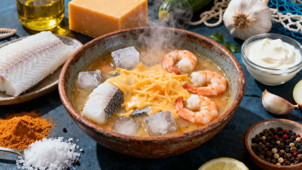 Recette de soupe de poissons au fromage : délice marin crémeux
