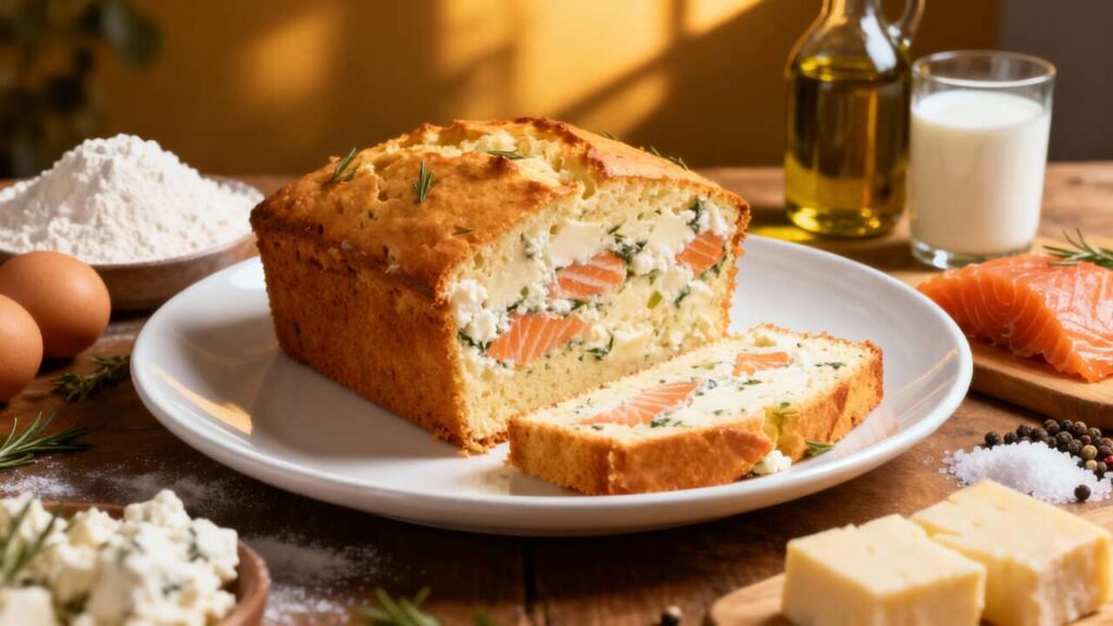 Cake moelleux au saumon et fromage de brebis : recette savoureuse