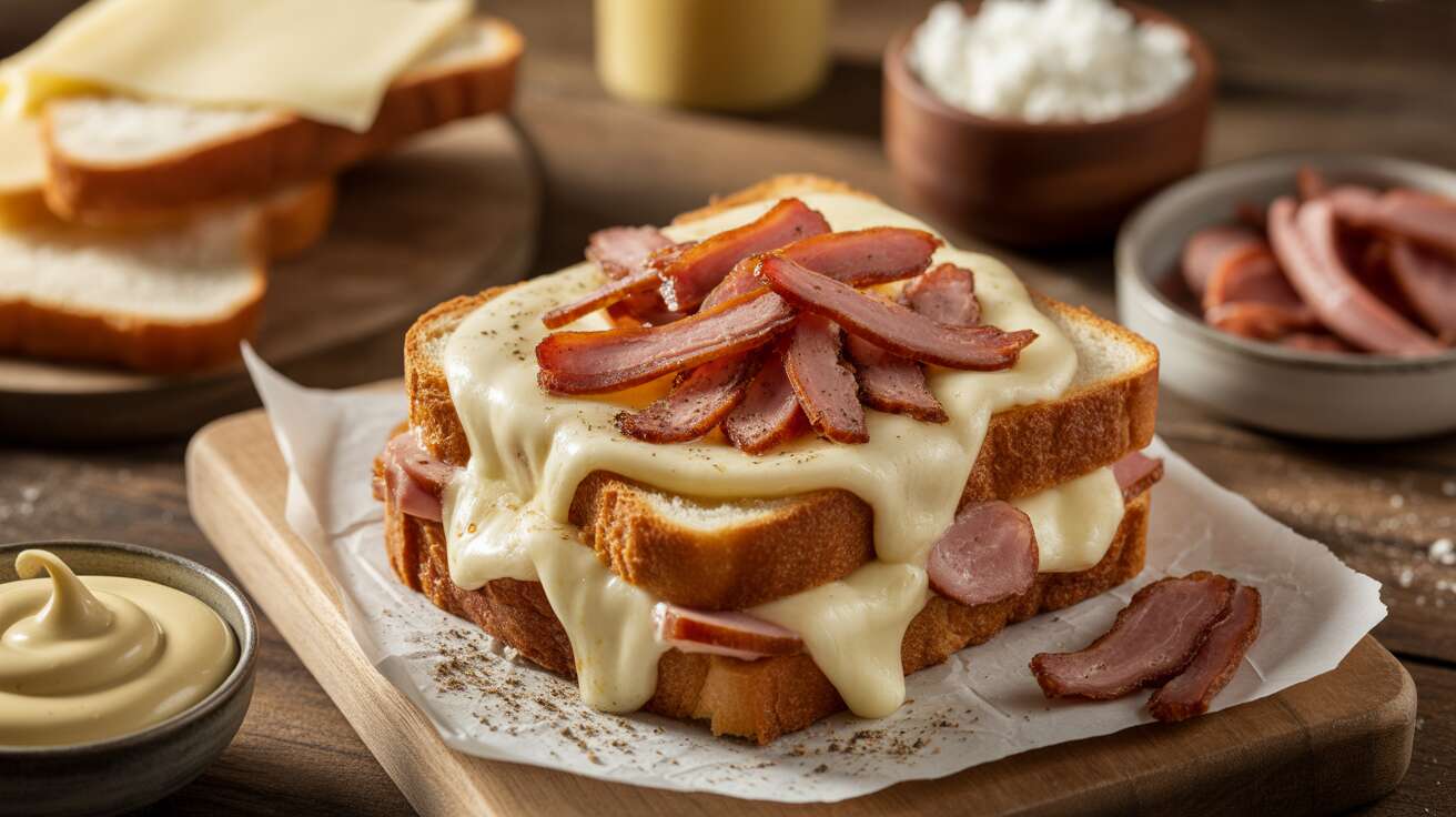 Recette de Croque-monsieur aux Lardons et Fromage