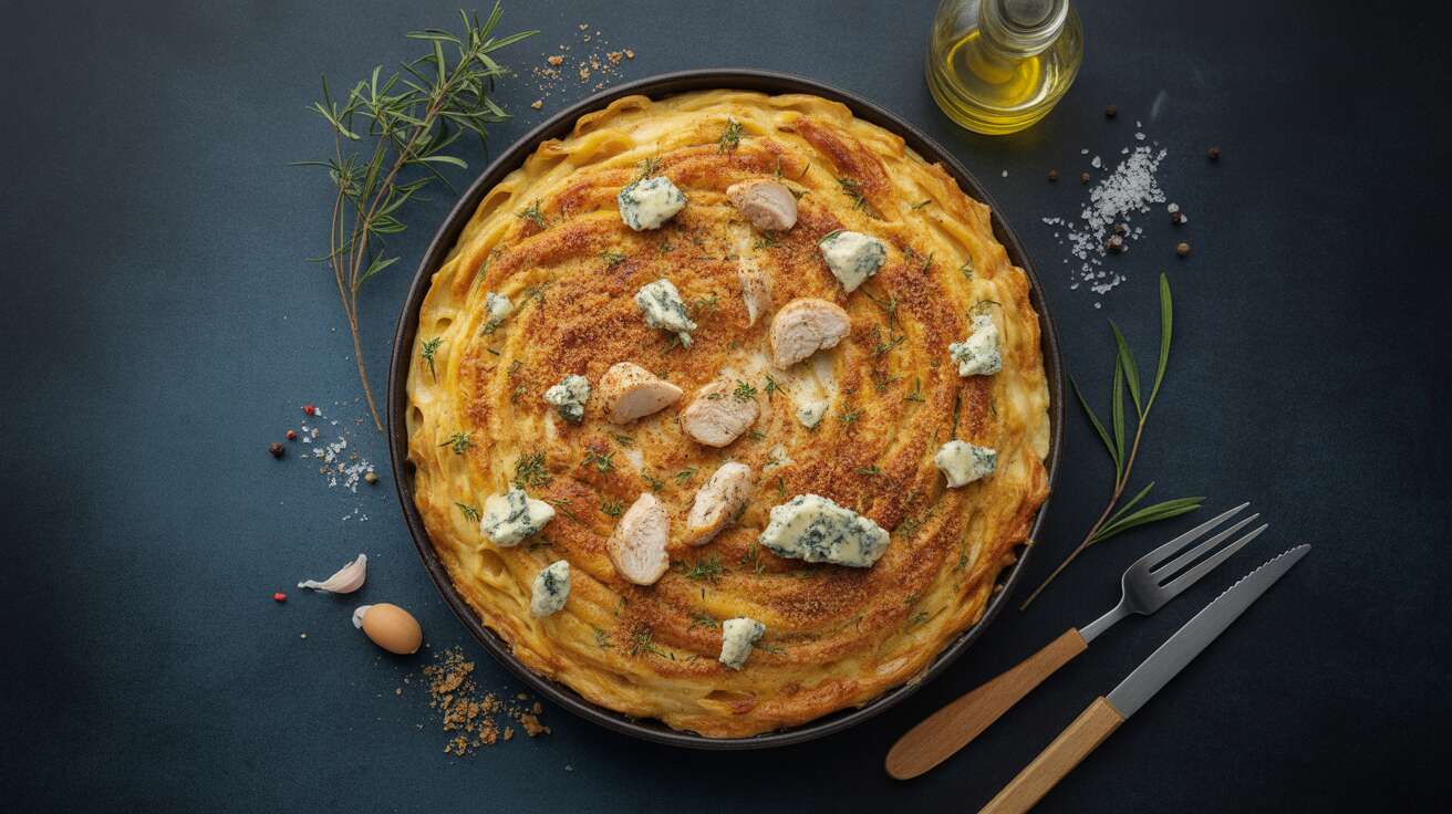 Gratin de pâtes au poulet et au bleu : recette savoureuse