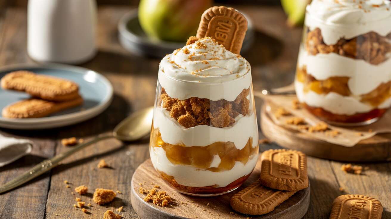 Verrine pomme poire spéculoos à la crème fouettée : recette gourmande