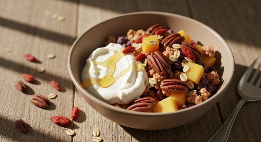 Recette : bol de Fruits, céréales et Fromage Frais