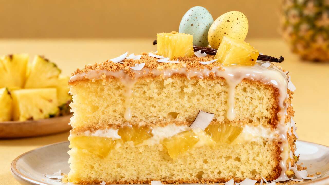 Gâteau exotique léger coco, ananas et vanille