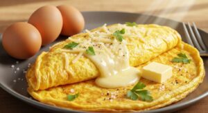 Omelette baveuse au fromage : recette savoureuse et gourmande