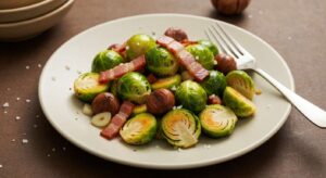Poêlée légère de choux de Bruxelles aux marrons et bacon : recette pour faciliter le transit
