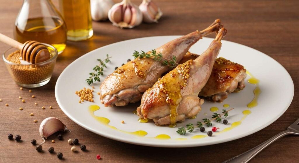Casserole légère de lapin rôti au miel et moutarde : recette savoureuse