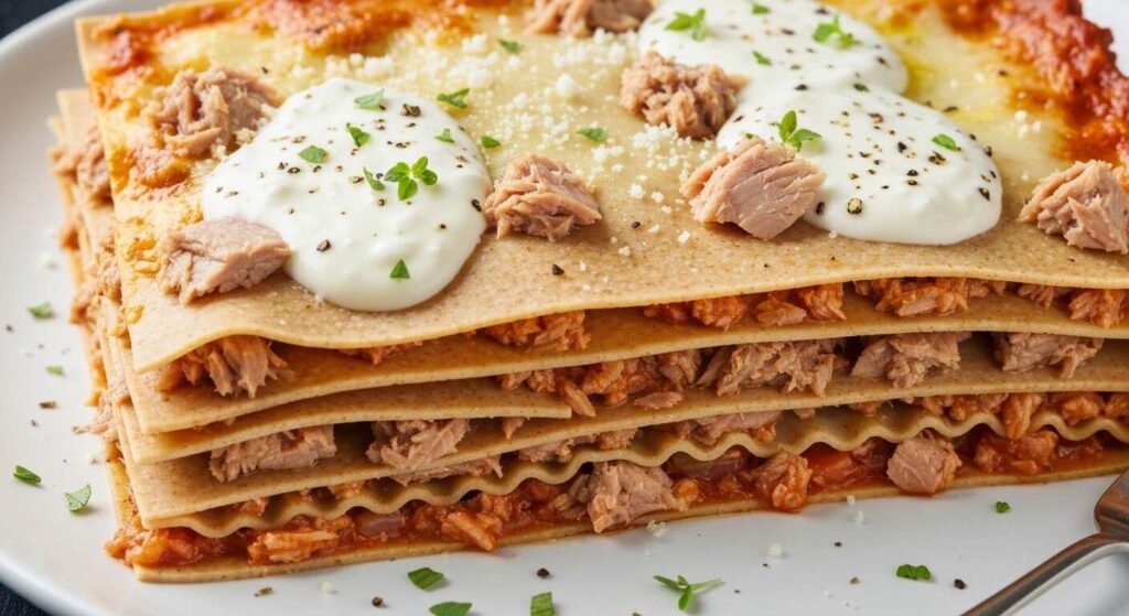 Lasagnes minceur : thon et parmesan léger