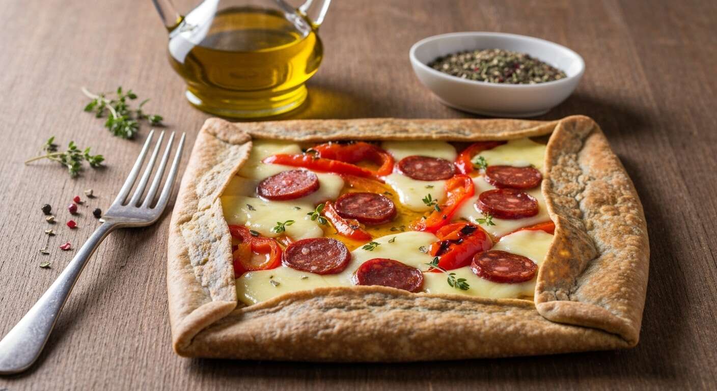 Galette au chorizo, poivrons et raclette : recette savoureuse