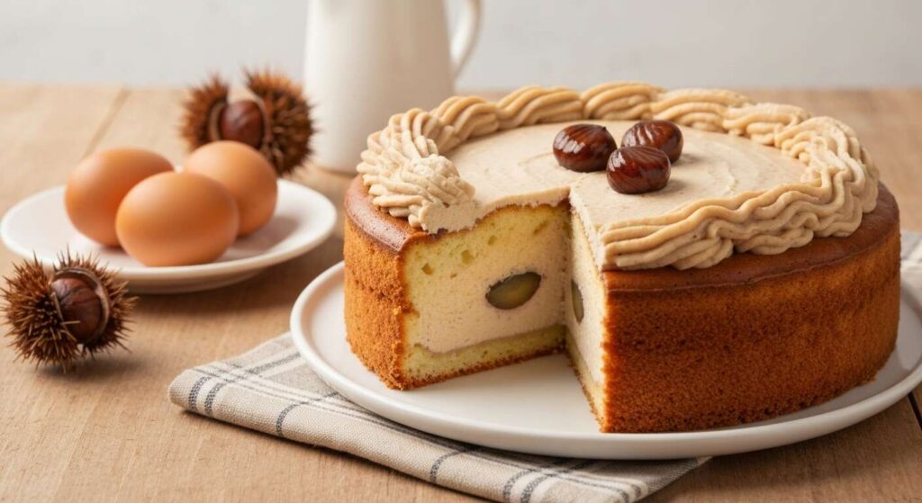 Gâteau léger à la crème de marrons et glaçage fromage blanc 0 %