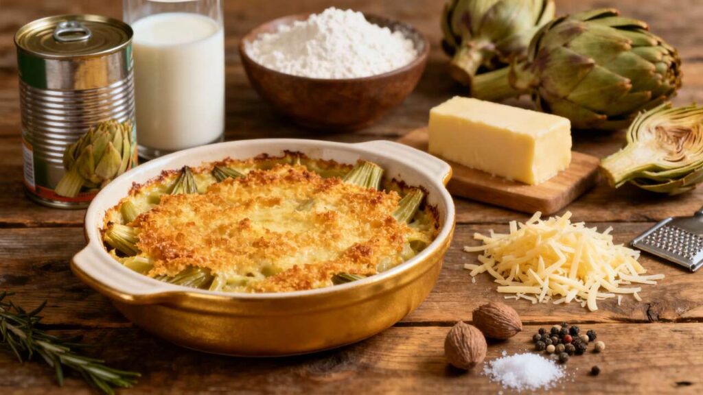 Gratin léger de cardons suisses doré au four