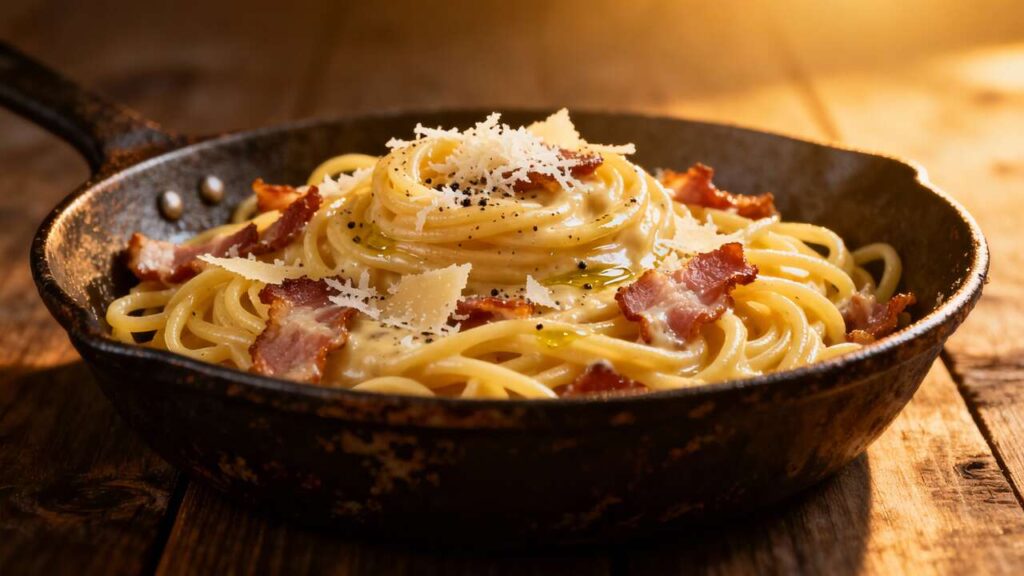 Spaghetti Carbonara au Parmesan : recette Délicieuse et Facile