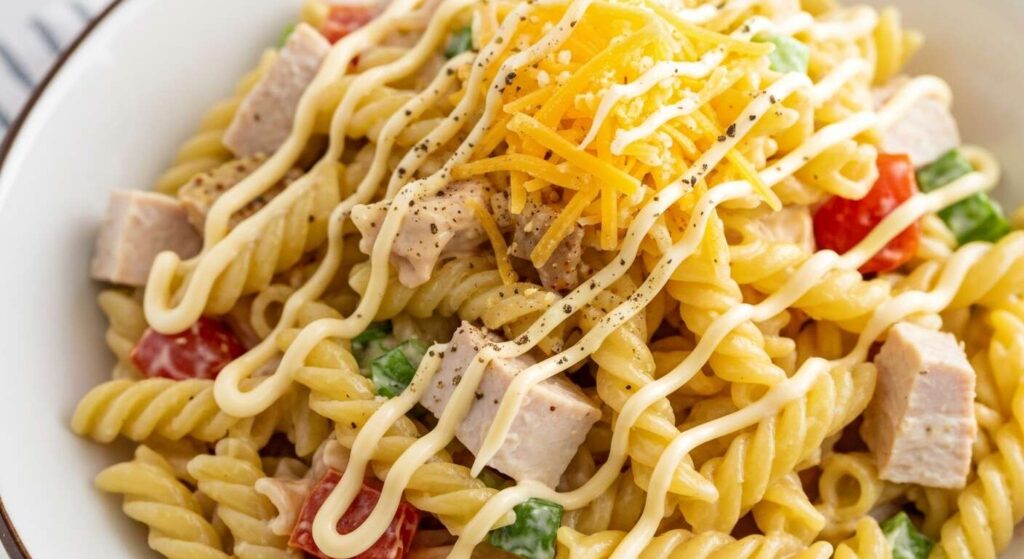 Recette de salade de tortis au poulet et fromage